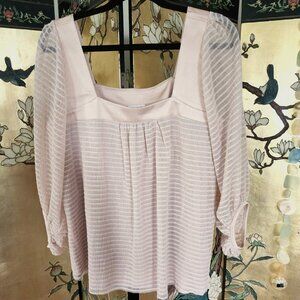 Anthropologie Square neck 3/4 length sleeve blouse L